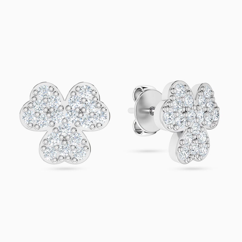 lazurde Flower Cubic Zirconia Stud Earrings in 18K Gold - Image 3